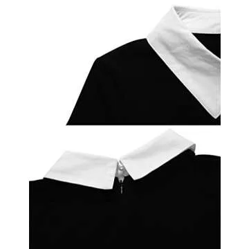 Aphratti Women's Long Sleeve Fall Dresses 2024 Casual Peter Pan Collar A Line Fit and Flare Skater Goth Dress Black XX-Large