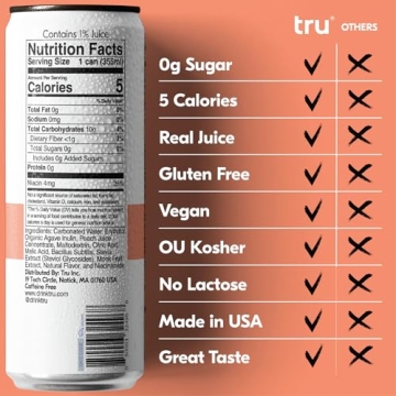 Tru Gutsy Probiotic Seltzer - Peach Flavor, Low Calorie Drink