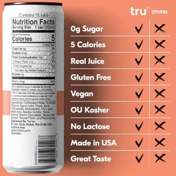Tru Gutsy Probiotic Seltzer - Peach Flavor, Low Calorie Drink