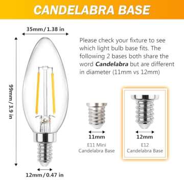 Ascher LED Candelabra Light Bulb Pack of 5 Warm White 2700K