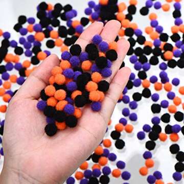 600 Piece Halloween Pom Poms for Festive Crafting