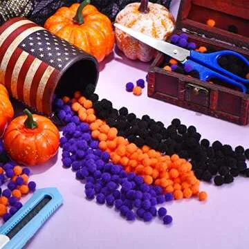 600 Piece Halloween Pom Poms for Festive Crafting