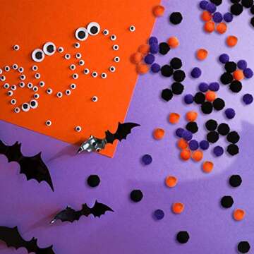 600 Piece Halloween Pom Poms for Festive Crafting