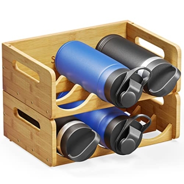 SpaceAid Bamboo Water Bottle Organizer for Kitchen & Pantry