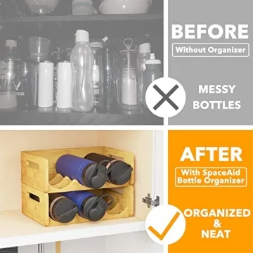 SpaceAid Bamboo Water Bottle Organizer for Kitchen & Pantry