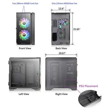 Thermaltake View 51 Motherboard Sync ARGB E-ATX Full Tower Gaming Computer Case with 2 200mm ARGB 5V...