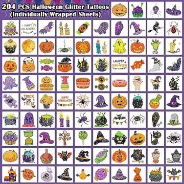 Partywind Glitter Halloween Tattoos - 204 Fun Designs