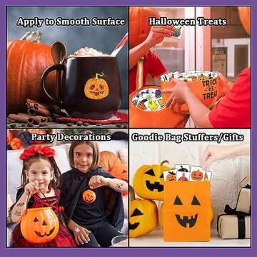 Partywind Glitter Halloween Tattoos - 204 Fun Designs