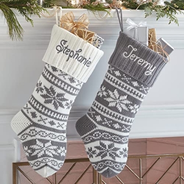 Personalized Snowflake Knit Christmas Stocking for Families