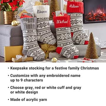 Personalized Snowflake Knit Christmas Stocking for Families