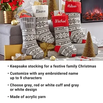 Personalized Snowflake Knit Christmas Stocking for Families