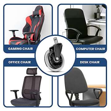 SunnieDog Chair Wheels - Smooth Office Mobility