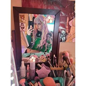 Colorful Rainbow Wigs with Bangs for Women Pastel Long Wavy Curly Colored Purple Goth Hair Wig for Music Festival, Themed Parties, Halloween, Wedding - 27.5''