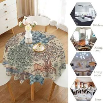 Stylish William Morris Round Tablecloth for Home Decor