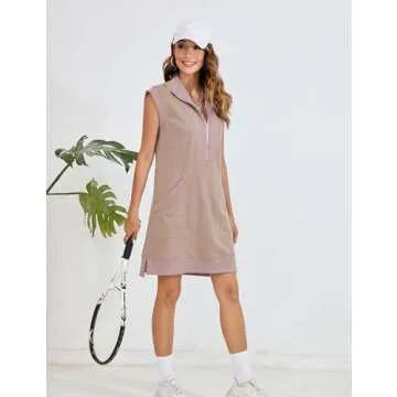 Stylish Qiaomai Women's Half Zip Sweatshirt Dress