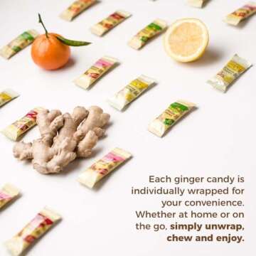 Prince of Peace Ginger Chews Assorted Flavors, 8 oz - Lemon, Lychee, Blood Orange, Mango - Candied Ginger Variety Pack - Natural Candy Pack