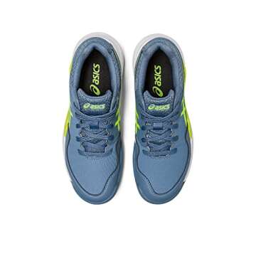 ASICS Boy's Gel-Resolution 9 GS (Little Kid/Big Kid) Steel Blue/Hazard Green 7 Big Kid M