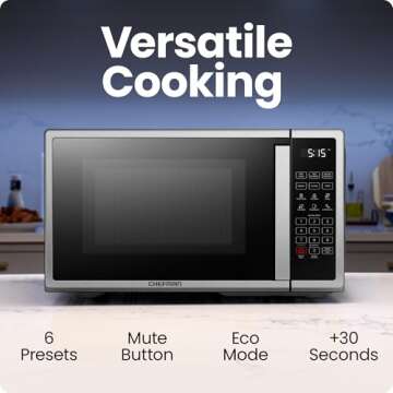 Chefman Countertop Microwave Oven 0.7 Cu. Ft. Digital Stainless Steel Microwave 700 Watts with 6 Aut...