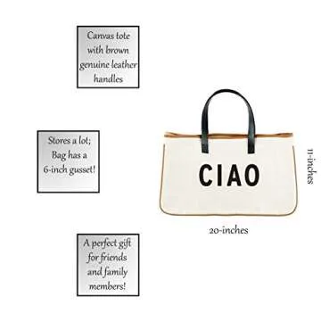 Santa Barbara Design Studio Tote Bag For Women Hold Everything 100% Cotton Canvas Shoulder Bag, Large, Ciao