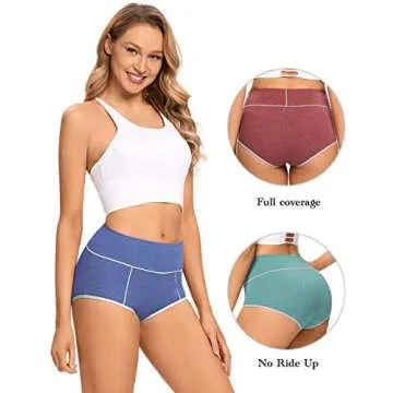 POKARLA Womens Cotton Underwear High Waist Full Coverage Briefs Soft Breathable Postpartum Panties Stretch Underpants Regular & Plus Size