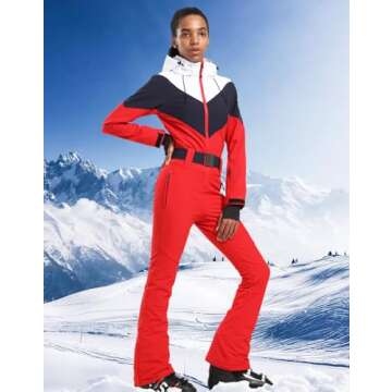 GSOU SNOW Ski Suits Women One Piece Snowboard Slim Winter Waterproof Windproof Snowsuit Jumpsuit for...