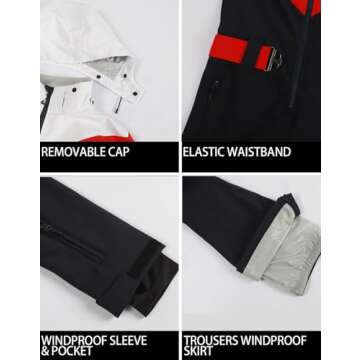 GSOU SNOW Ski Suits Women One Piece Snowboard Slim Winter Waterproof Windproof Snowsuit Jumpsuit for Outdoor Sports