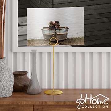 Gray Bunny Place Card Holder, 8 in Tall, 12 Pack, Gold, Table Cardholder Tabletop Menu Holder, Harp-...