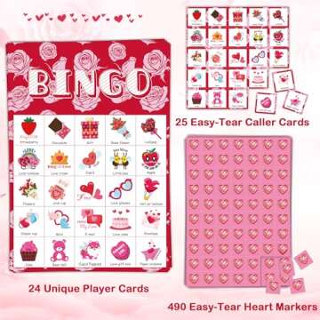 OHOME Valentines Crafts for Kids - Valentines Bingo Cards,7.08x4.92 Inch