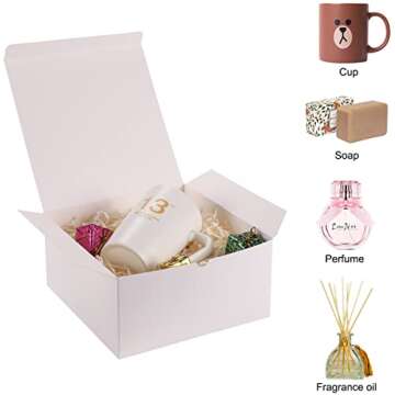 12 Pack White Gift Boxes 8x8x4 Inches, Paper Gift Box with Lids for Wedding Present, Bridesmaid Proposal Gift, Cupcake Boxes, Birthday Party Favor, Engagements and Christmas