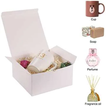 12 Pack White Gift Boxes 8x8x4 Inches, Paper Gift Box with Lids for Wedding Present, Bridesmaid Proposal Gift, Cupcake Boxes, Birthday Party Favor, Engagements and Christmas