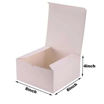 12 Pack White Gift Boxes 8x8x4 Inches, Paper Gift Box with Lids for Wedding Present, Bridesmaid Proposal Gift, Cupcake Boxes, Birthday Party Favor, Engagements and Christmas