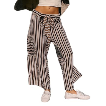 Stylish Bankeng Casual Wide Leg Striped Lounge Pants