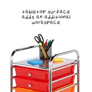 Honey-Can-Do CRT-02214 Rolling Office Organizer, 10-Drawer,Multicolored