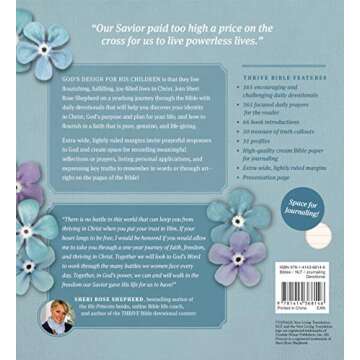 NLT THRIVE Creative Journaling Devotional Bible (Hardcover Fabric, Blue/Cream Shabby Chic)