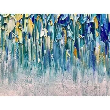 AMEI Art,24x60Inch Large Hand Painted Abstract Textured Gold Blue Artwork Acrylic Paintings Multicolor Wall Art Stretched and Framed Ready to Hang