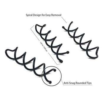 Spin Pins - 12 Pack - Spiral Bobby Pins for Hair Buns (Black, Medium)