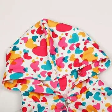 Popshion Baby Girl Heart Jacket Zip up Birthday Hooded Sweatshirt Coats Toddler Heart Print Clothes ...