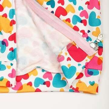 Popshion Baby Girl Heart Jacket Zip up Birthday Hooded Sweatshirt Coats Toddler Heart Print Clothes Kids Valentines Outfit 6t