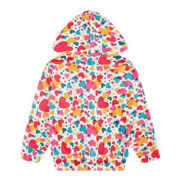 Popshion Baby Girl Heart Jacket Zip up Birthday Hooded Sweatshirt Coats Toddler Heart Print Clothes Kids Valentines Outfit 6t