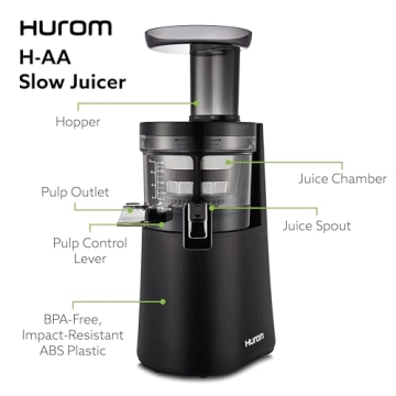 Hurom H-AA Slow Juicer Matte Black Nutrient-Rich Quiet
