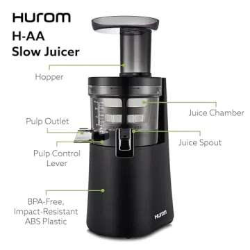 Hurom H-AA Slow Juicer Matte Black Nutrient-Rich Quiet