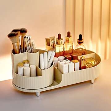 Naianto Rotating Makeup Organizer for Vanity, Ideal for Beautiful Girls' Cosmetics organizer, For St...