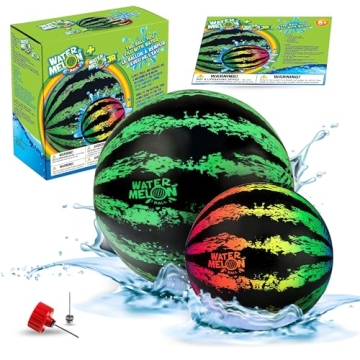 Watermelon Ball Pool Toys for Adults and Family - 2 Pack of 6 1/2" & 9" Kids, Teens, Everyone Swimmi...