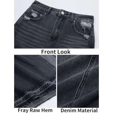 Cicy Bell Women's Vintage Long Denim Skirt with Pockets