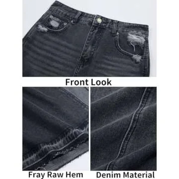 Cicy Bell Women's Vintage Long Denim Skirt with Pockets