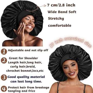 Comfortable Adjustable Jumbo Satin Bonnet for Hair