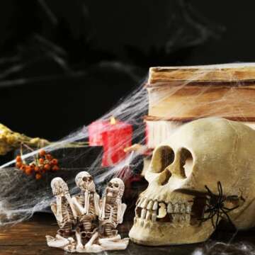 Needzo 5 Inch Skeleton Halloween Figurines for Decor