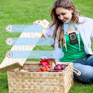 Aluan Hanging Neck Fan Portable Rechargeable Lash Fan, Mini Personal Necklace Fan with Adjustable Lanyard and Bracket, Battery Operated Hands Free Wearable Fan for Eyelash Dryer Indoor Outdoor Travel