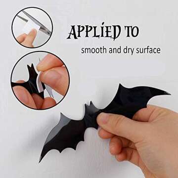 Halloween 3D Bats Decoration, 96 PCS 4 Sizes Realistic PVC Scary Bats Window Decal Wall Stickers for DIY Home Bathroom Indoor Hallowmas Decoration Party Supplies