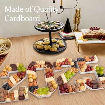 Graduation Party Supplies 2025-2025 Number Charcuterie Board Box - 10" Serving Paper Tray for Graduation Party Decorations Food Fruit Container
